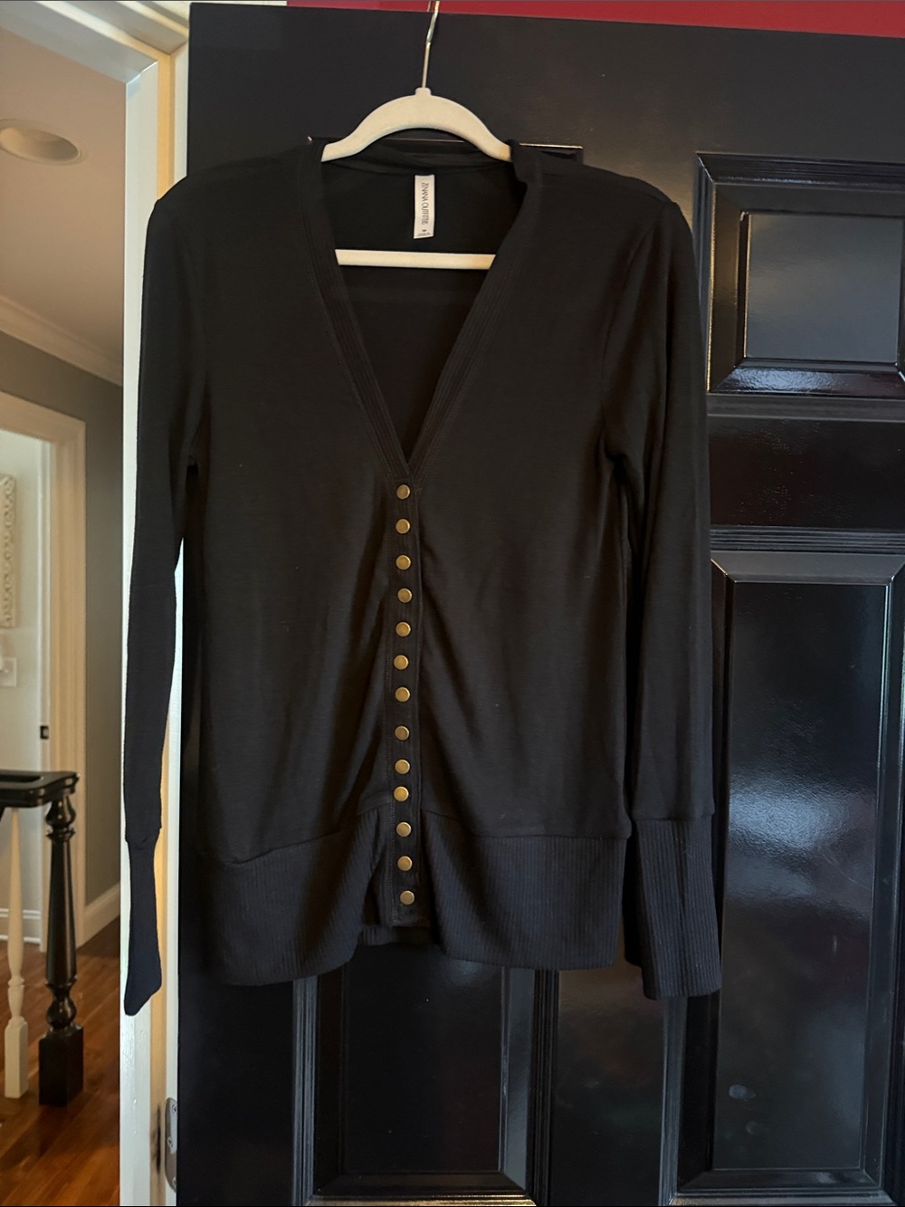 Zenana Outfitters V-Neck Button Cardigan Sweaters - Black, navy Brown. set of 3. - Picture 4 of 4